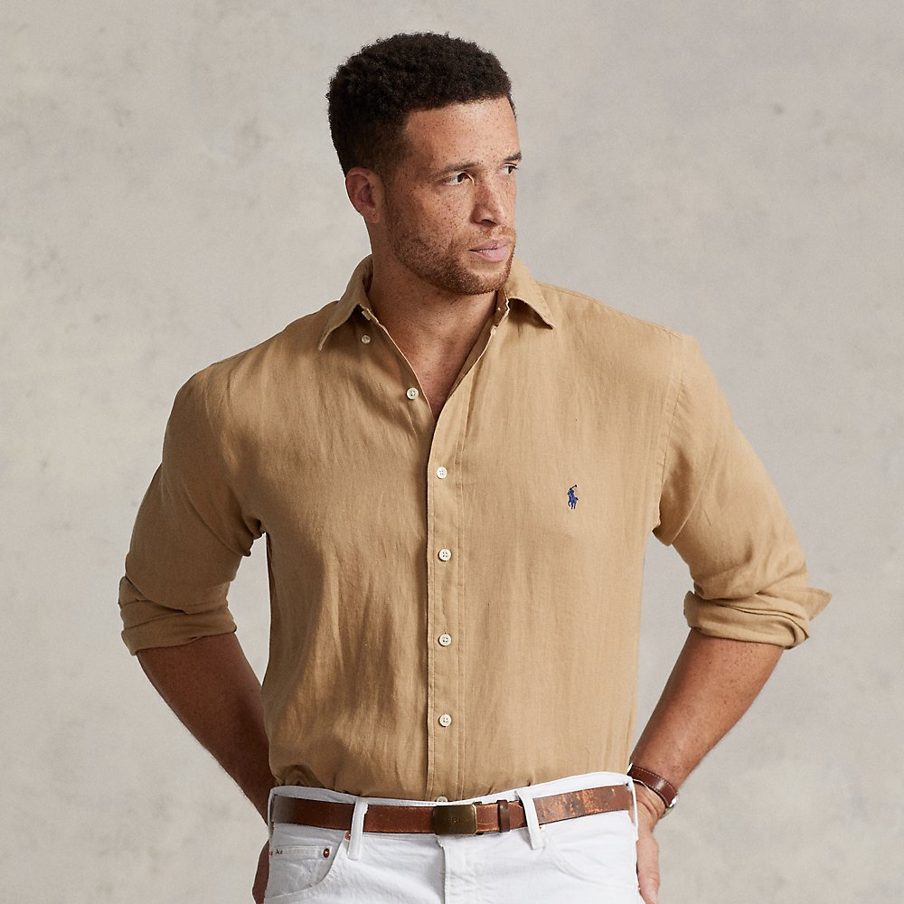 Polo Ralph Lauren Lightweight Linen Shirt In Vintage Khaki