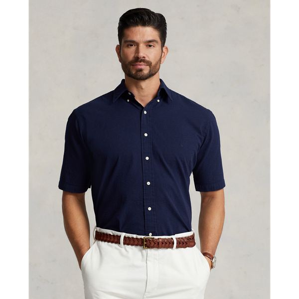 Polo Ralph Lauren Navy Seersucker Shirt In Black | ModeSens