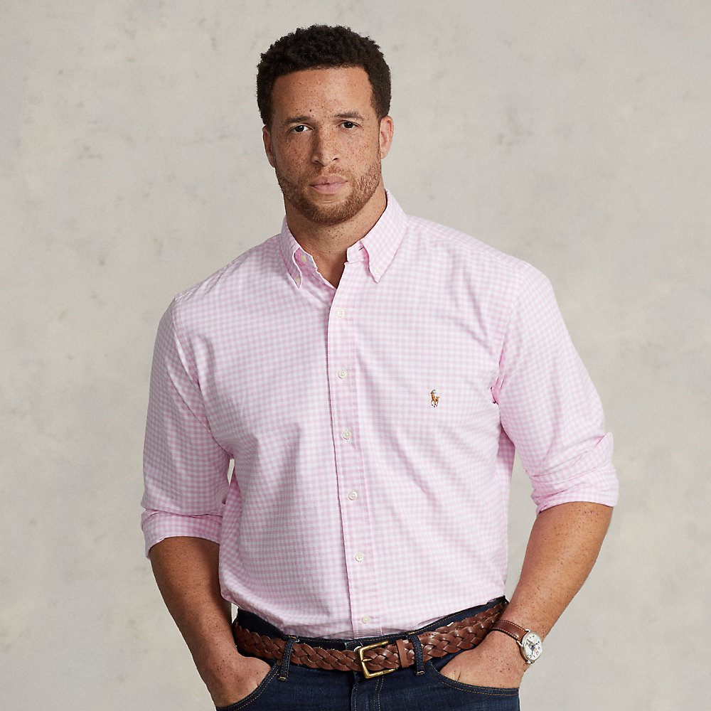 Shop Polo Ralph Lauren Gingham Oxford Shirt In Pink/white