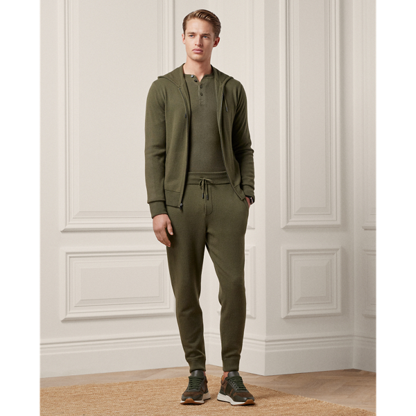 Ralph Lauren Purple Label Wool-cashmere Jogger Pant In Olive Night