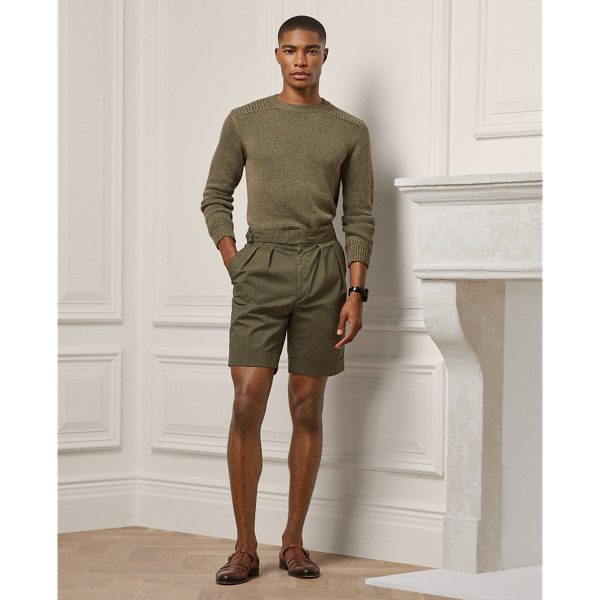 Ralph Lauren Purple Label Byron Garment-dyed Stretch-cotton Chino Shorts In Olive Night