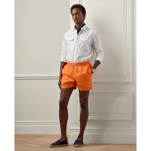 Ralph Lauren 4.25-inch Amalfi Swim Trunk In Orange Poppy