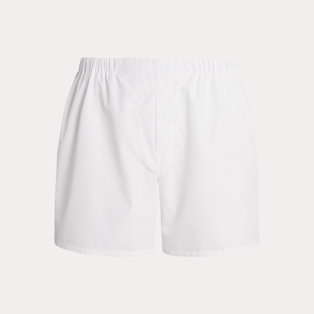 Ralph Lauren Monogram Cotton Poplin Boxer In White