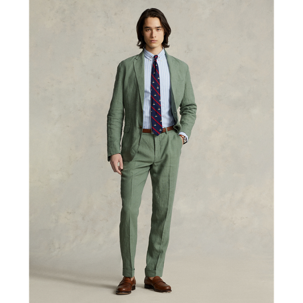 Ralph Lauren Linen Suit Trouser In Cargo Green