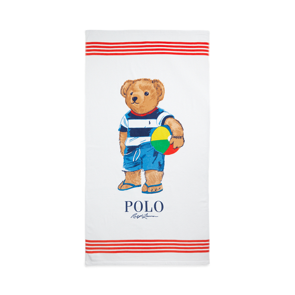 Shop Ralph Lauren Beach Polo Bear Beach Towel In Red Multi