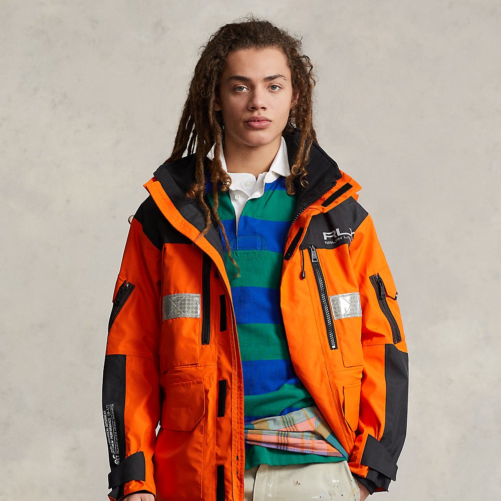Ralph Lauren Water-repellent Hooded Jacket In Sailing Orange