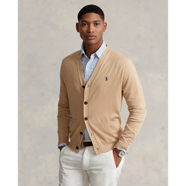 Camel v shop neck cardigan