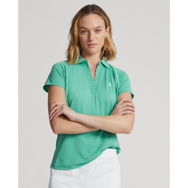 Rlx Golf Tailored Fit Piqué Polo Shirt In Resort Green Heather