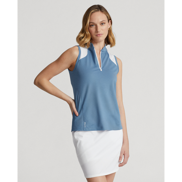 Rlx Golf Tailored Fit Sleeveless Piqué Shirt In Hatteras Blue