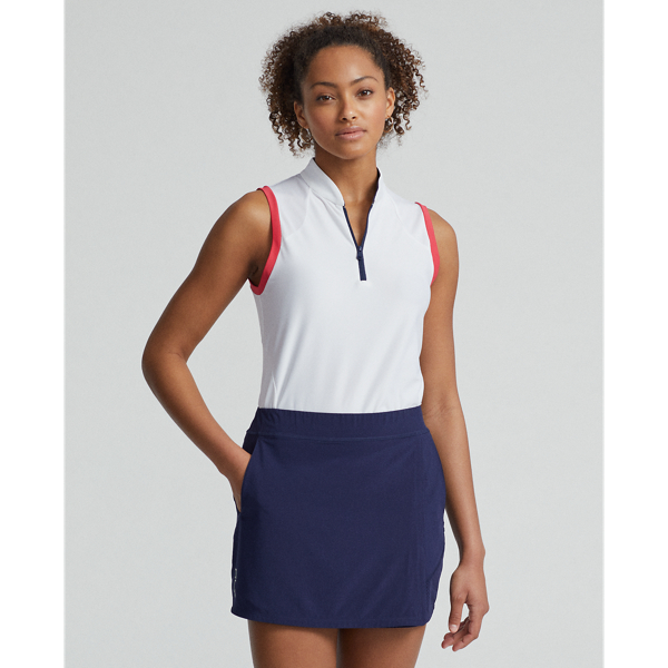 Rlx Golf Tailored Fit Sleeveless Piqué Shirt In Pure Wht/maui Rd/navy