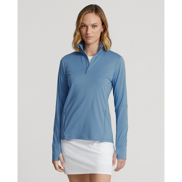 Rlx Golf Stretch Jersey Quarter-zip Pullover In Hatteras Blue
