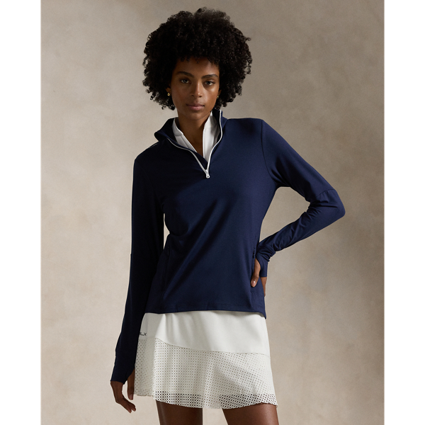 Rlx Golf Stretch Jersey Quarter-zip Pullover In Refined Navy