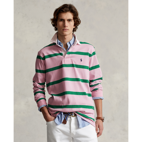 Polo Ralph Lauren The Iconic Rugby Shirt In Carmel Pink/green