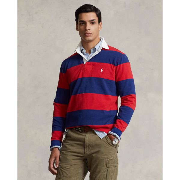 Ralph Lauren Classic Fit Striped Jersey Rugby Shirt In Rl 2000 Red/fall Royal