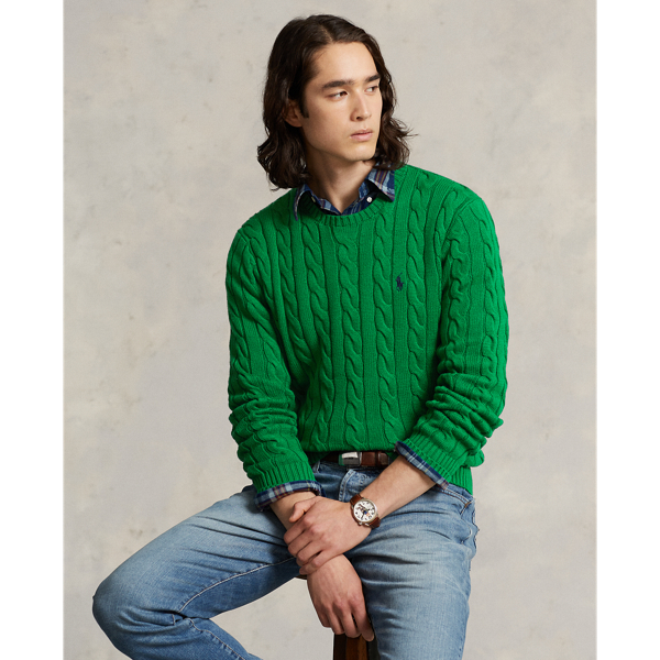 Polo Ralph Lauren Cable-knit Cotton Sweater In Athletic Green