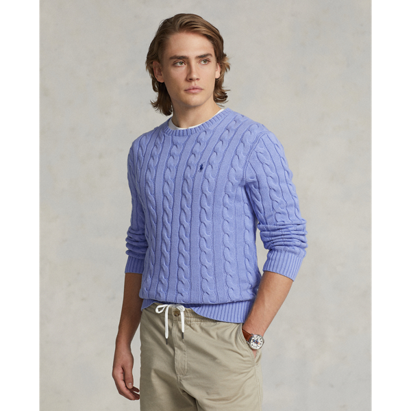 Ralph Lauren Cable-knit Cotton Sweater In Lafayette Blue