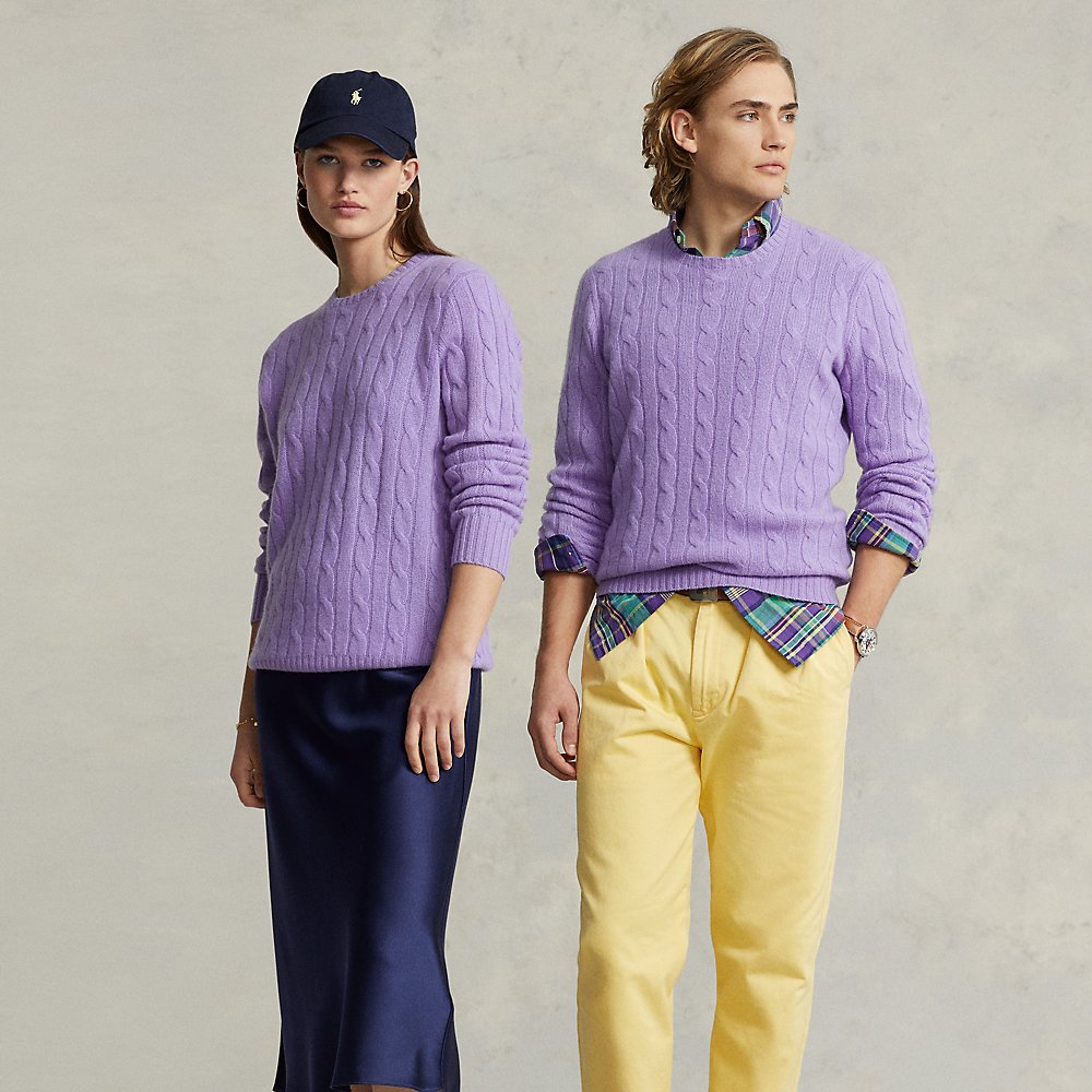 Ralph Lauren The Iconic Cable-knit Cashmere Sweater In Maidstone Purple Heather
