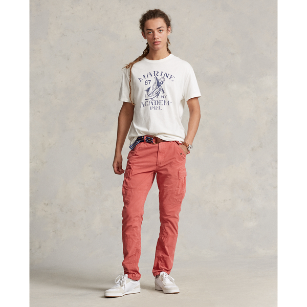 Slim Fit Garment-dyed Canvas Cargo Pant In Starboard Red W/salt