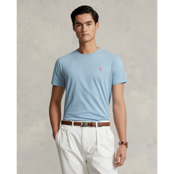Ralph Lauren Custom Slim Fit Jersey Crewneck T-shirt In Vessel Blue