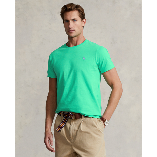 Ralph Lauren Custom Slim Fit Jersey Crewneck T-shirt In Sunset Green