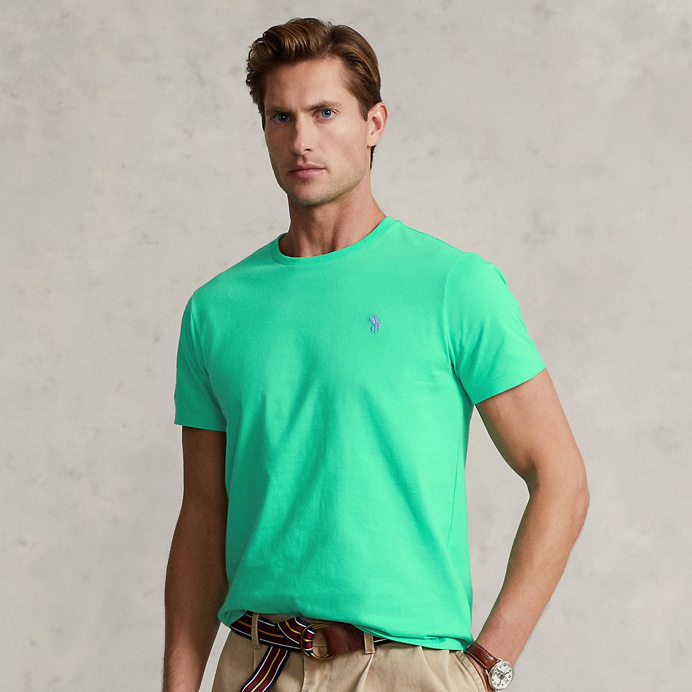 Ralph Lauren Custom Slim Fit Jersey Crewneck T-shirt In Sunset Green