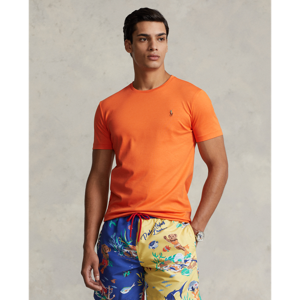 Ralph Lauren Classic Fit Soft Cotton Crewneck T-shirt In Optic Orange