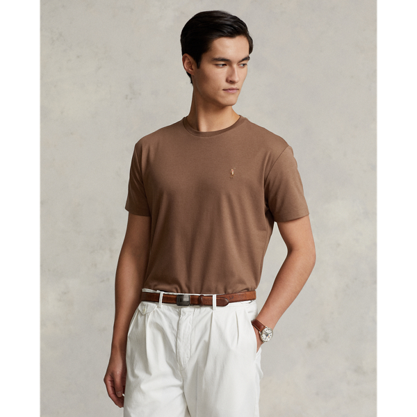 Ralph Lauren Classic Fit Soft Cotton Crewneck T-shirt In Luggage Brown
