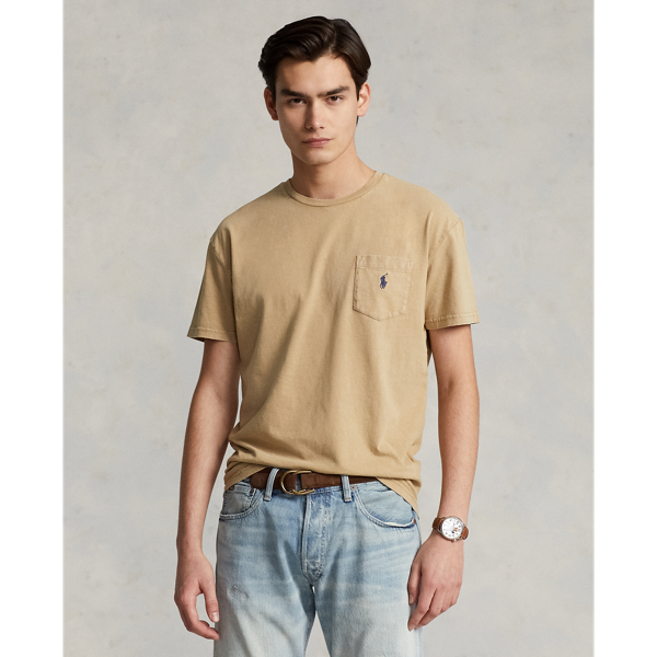 Ralph Lauren Classic Fit Cotton-linen Pocket T-shirt In Vintage Khaki