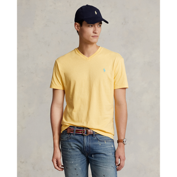 Ralph Lauren Classic Fit Jersey V-neck T-shirt In Empire Yellow