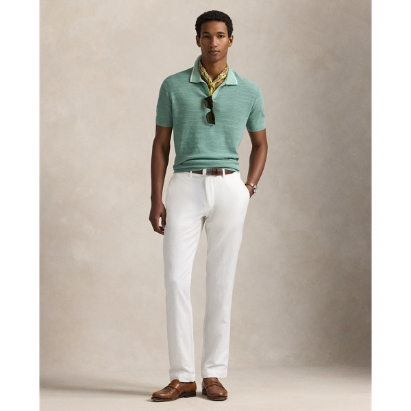 Shop Polo Ralph Lauren Straight Fit Linen-cotton Trouser In White