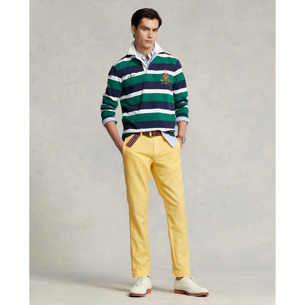 Ralph Lauren Straight Fit Linen-cotton Pant In Beach Yellow