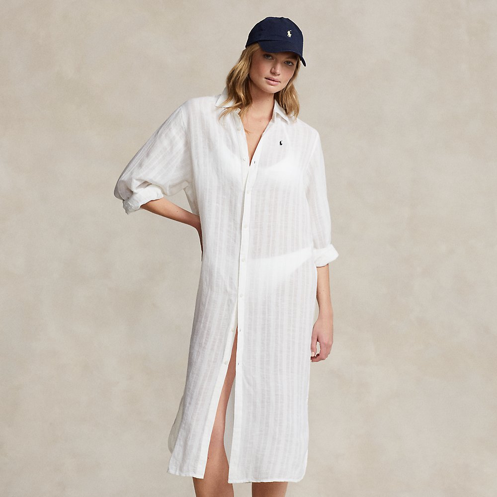 Ralph Lauren Cotton-linen Swim Shirtdress Cover-up In White