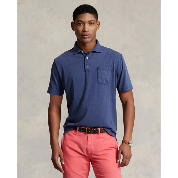 Ralph Lauren Classic Fit Cotton-linen Polo Shirt In Light Navy