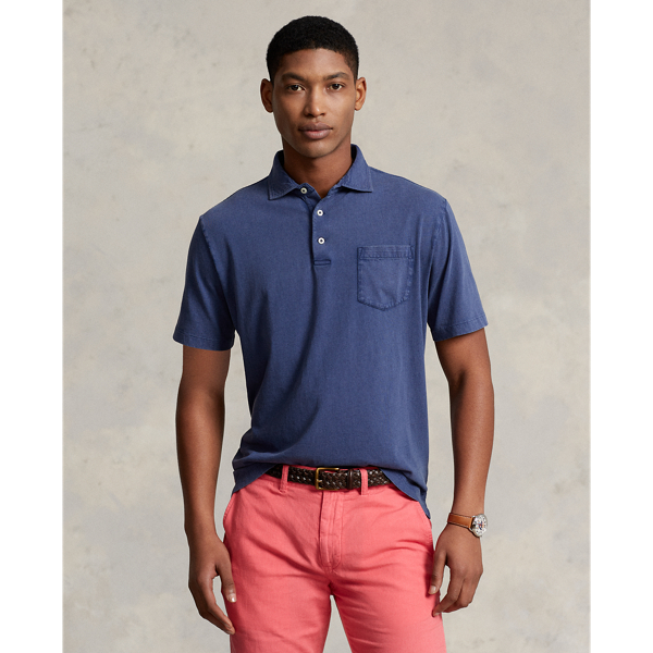 Polo Ralph Lauren Classic Fit Cotton-linen Polo Shirt In Light Navy
