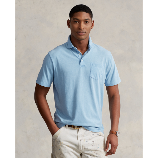 Ralph Lauren Classic Fit Cotton-linen Polo Shirt In Powder Blue