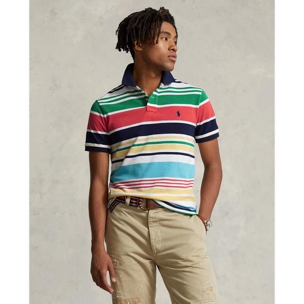 Polo Ralph Lauren Classic Fit Striped Mesh Polo Shirt In White Multi ...