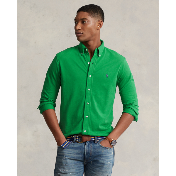 Ralph Lauren Featherweight Mesh Shirt In Lifeboat Green