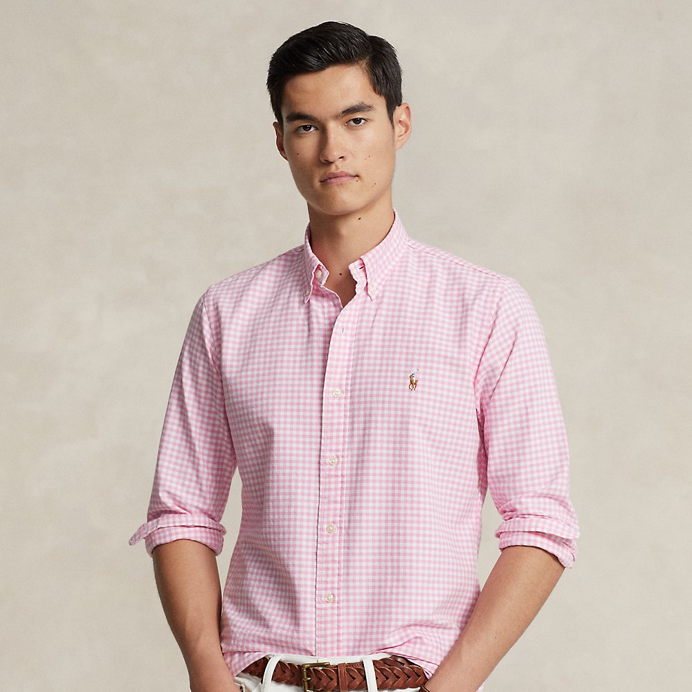 Ralph Lauren Classic Fit Gingham Oxford Shirt In Pink/white