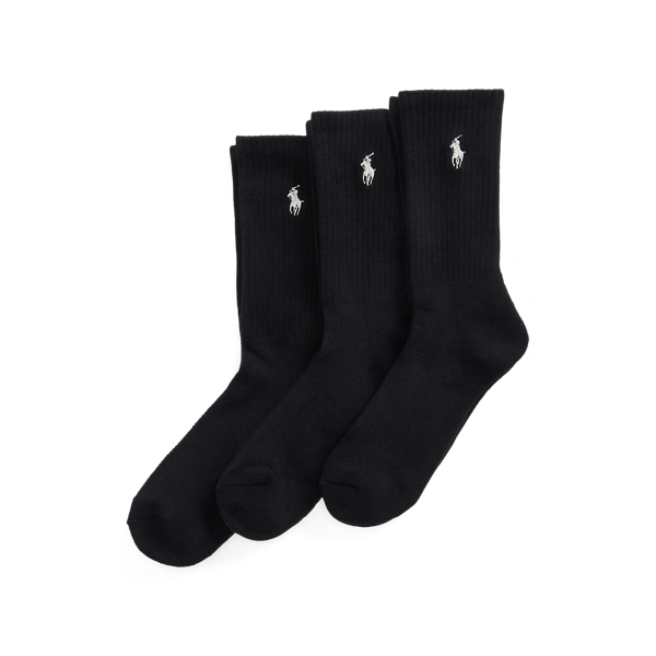 Polo Ralph Lauren Cushioned Sport Crew Sock 3-pack In Black