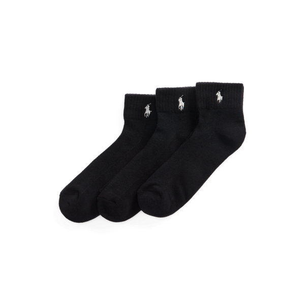 Polo Ralph Lauren Half-cushioned Sport Ankle Sock 3-pack In Black