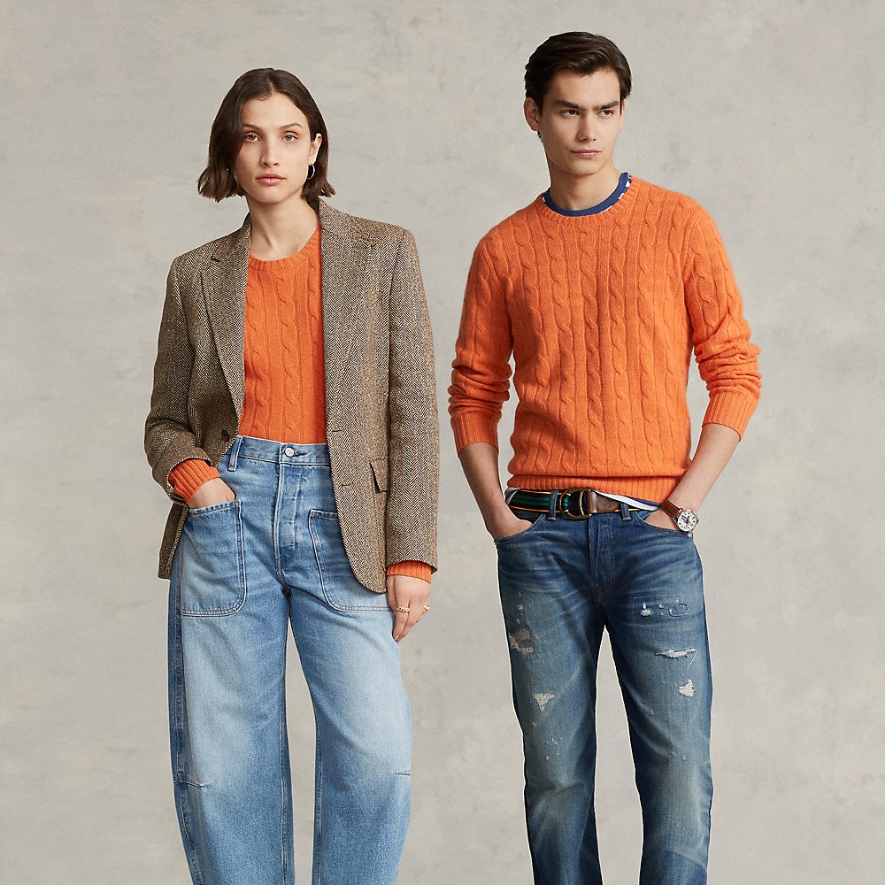 Ralph Lauren The Iconic Cable-knit Cashmere Sweater In Sun Orange