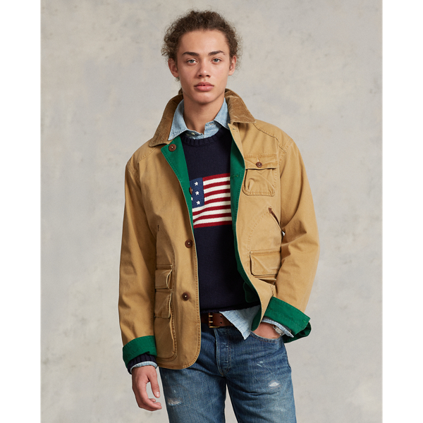 Polo Ralph Lauren Reversible Canvas Utility Jacket In Dayback Tan