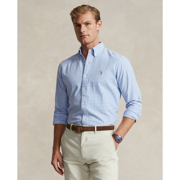 Ralph Lauren Classic Fit Gingham Oxford Shirt In Light Blue/white
