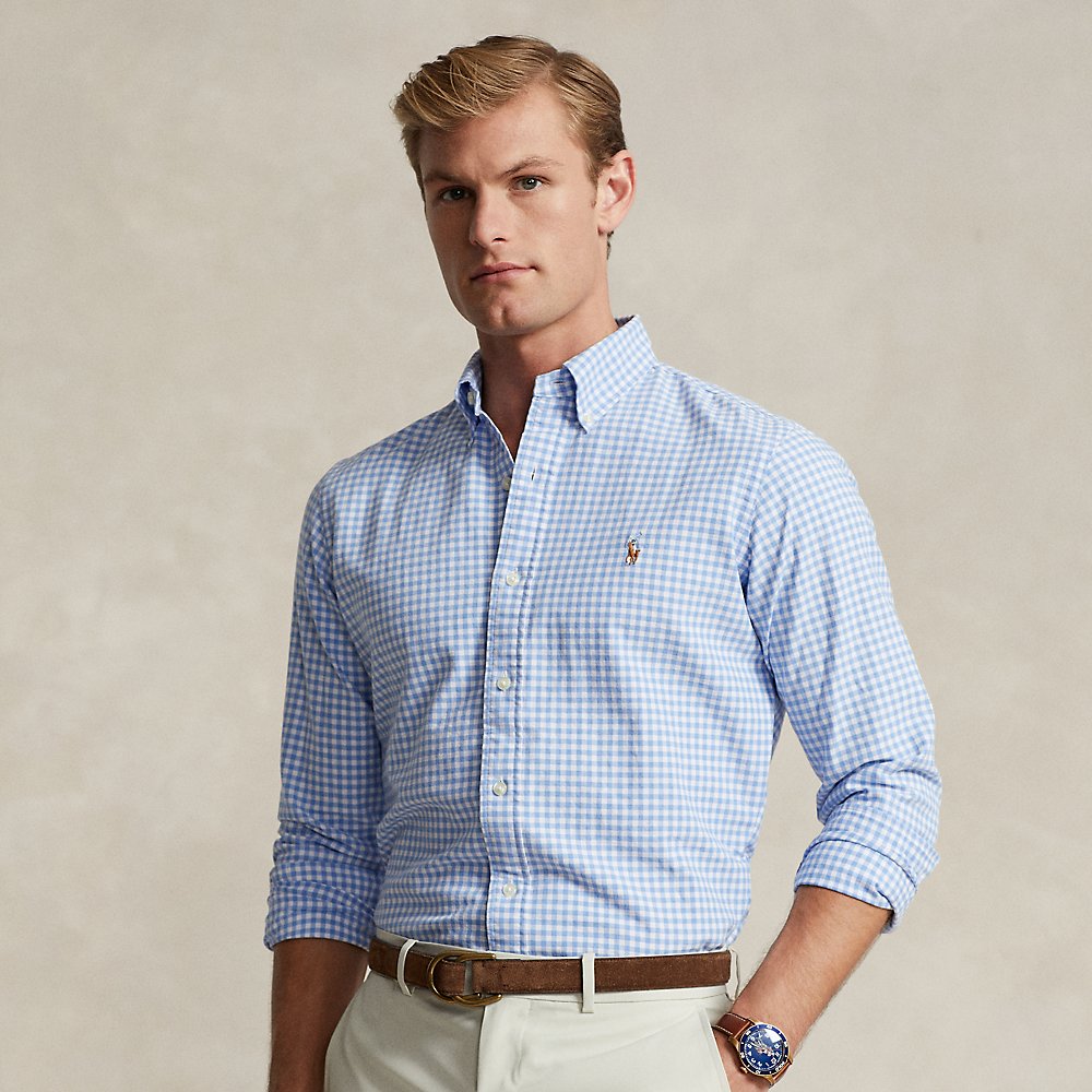 Ralph Lauren Classic Fit Gingham Oxford Shirt In Light Blue/white