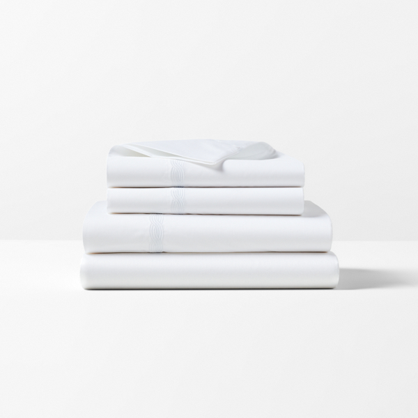 Ralph Lauren Spencer Cable Embroidery Sheet Set In White