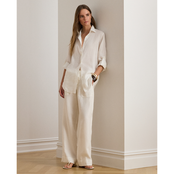 LAUREN PETITE RALPH LAUREN LINEN WIDE-LEG PANT