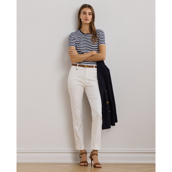 Petite - Pantalon en coton stretch double face - Lauren Petite - Modalova