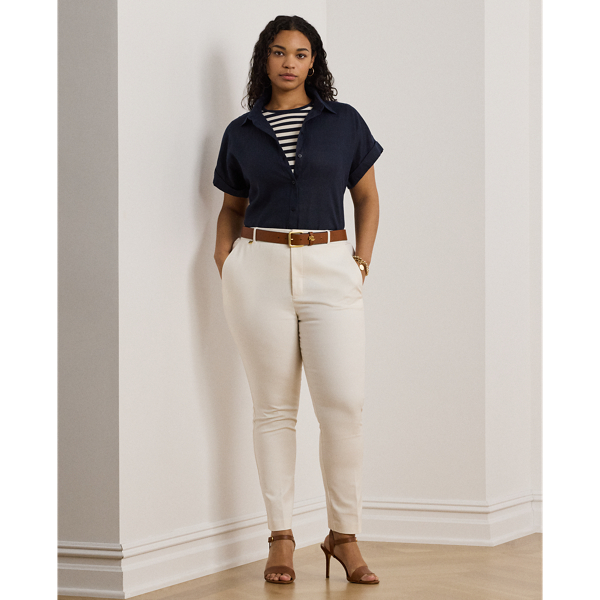 Lauren Woman Double-faced Stretch Cotton Pant In White