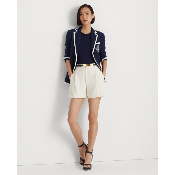 Ralph Lauren Pleated Georgette Short In Mascarpone Cream