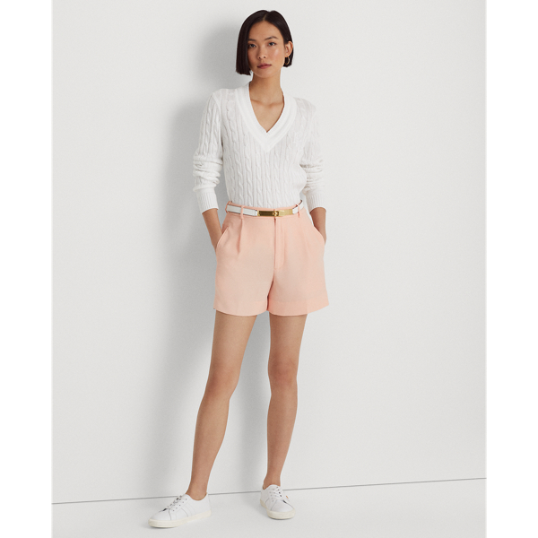 Ralph Lauren Pleated Georgette Short In Pale Pink